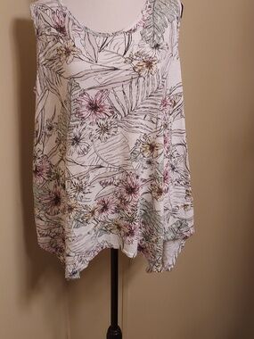 Style & Co. Women's Printed Blouse in White with Black and Pink